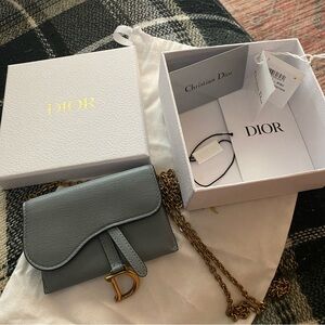 Dior authentic saddle pouch goatskin cloud blue
